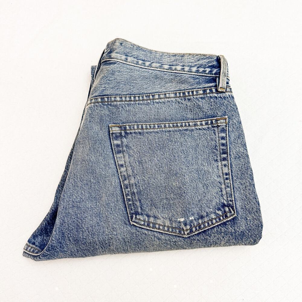 Frame Le Original Straight Leg Ripped Denim Jeans Button Fly Acid Wash Size 32